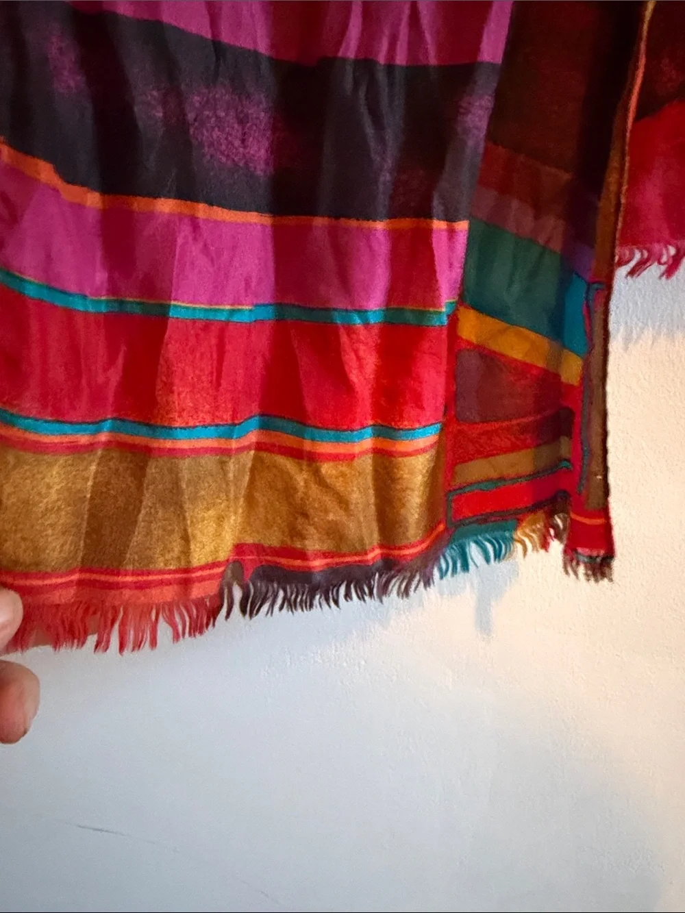 Silk scarf -Red Pink Accent